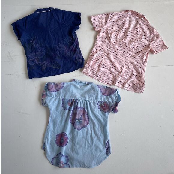VINTAGE 80s Patterned Womens Blouses Wholesale Bundle / 3 Pcs / Sz S/M Lot - Picture 2 of 10